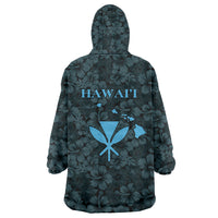 Hawaii Lei Kamehameha Wearable Blanket Hoodie Uliuli Seamless Pattern Hibiscus Flower