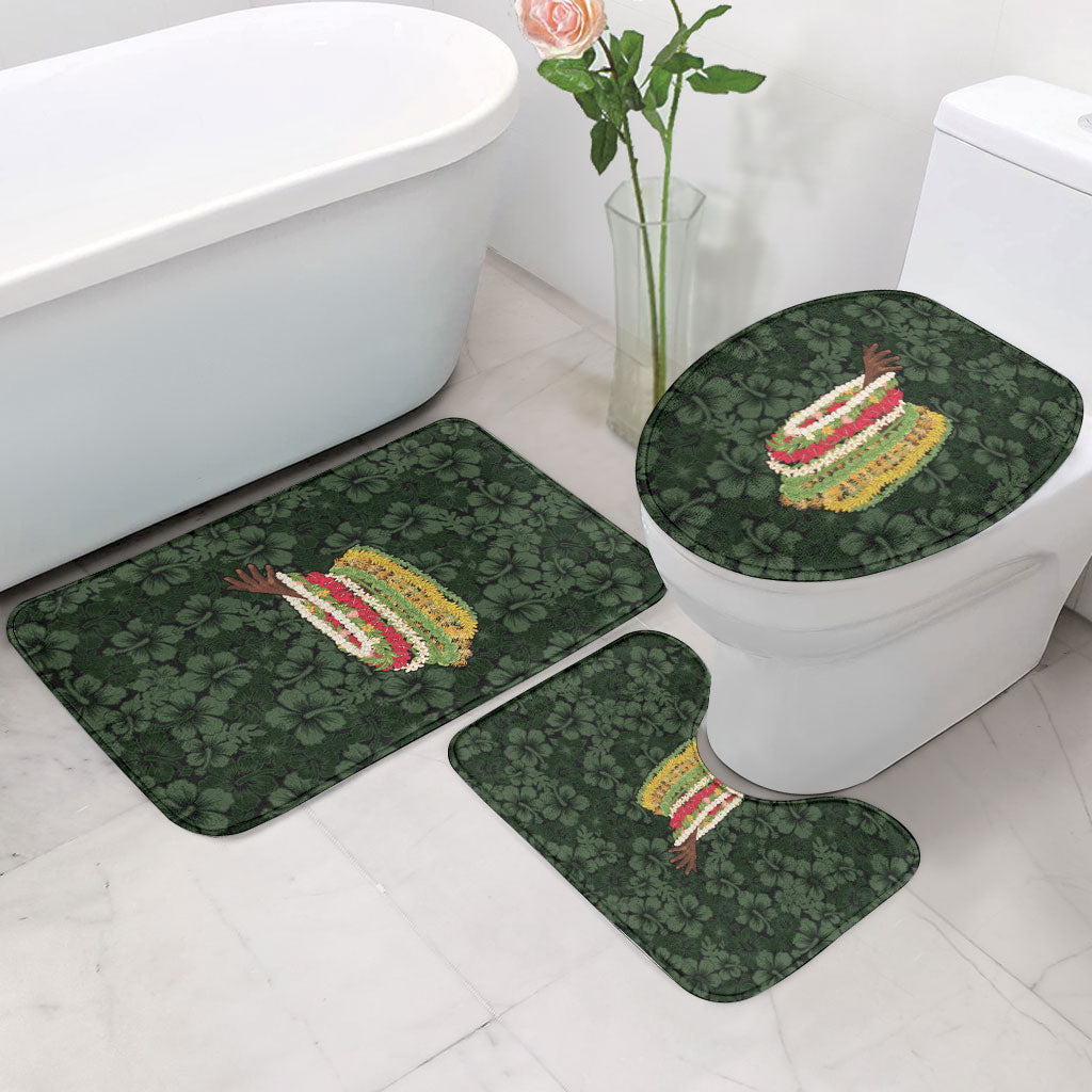 Hawaii Lei Kamehameha Bathroom Set Oma'oma'o Seamless Pattern Hibiscus Flower