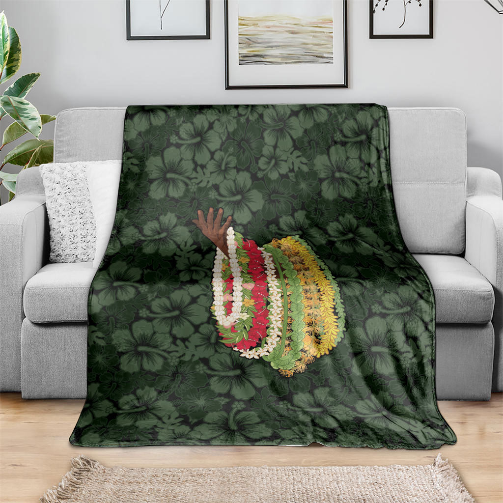 Hawaii Lei Kamehameha Blanket Oma'oma'o Seamless Pattern Hibiscus Flower