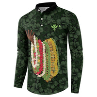 Hawaii Lei Kamehameha Button Sweatshirt Oma'oma'o Seamless Pattern Hibiscus Flower