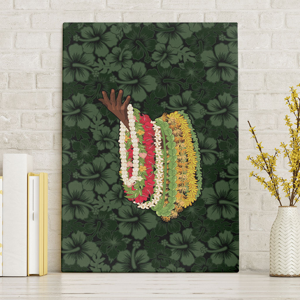 Hawaii Lei Kamehameha Canvas Wall Art Oma'oma'o Seamless Pattern Hibiscus Flower