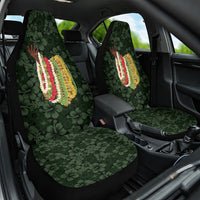 Hawaii Lei Kamehameha Car Seat Cover Oma'oma'o Seamless Pattern Hibiscus Flower LT9 One Size Green - Polynesian Pride