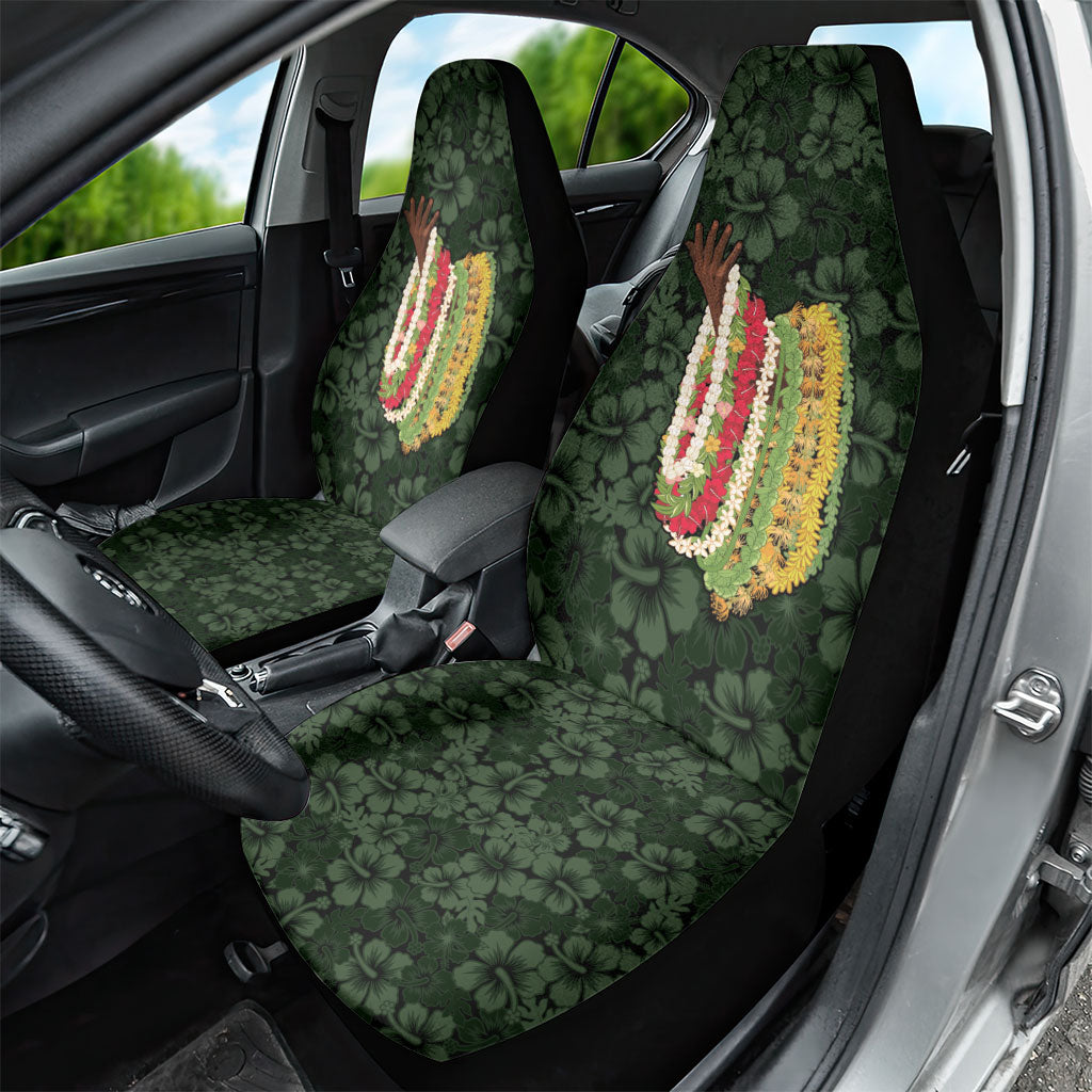 Hawaii Lei Kamehameha Car Seat Cover Oma'oma'o Seamless Pattern Hibiscus Flower LT9 - Polynesian Pride