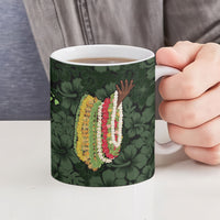 Hawaii Lei Kamehameha Ceramic Mug Oma'oma'o Seamless Pattern Hibiscus Flower