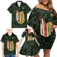 Hawaii Lei Kamehameha Family Matching Off Shoulder Short Dress and Hawaiian Shirt Oma'oma'o Seamless Pattern Hibiscus Flower LT9 - Polynesian Pride