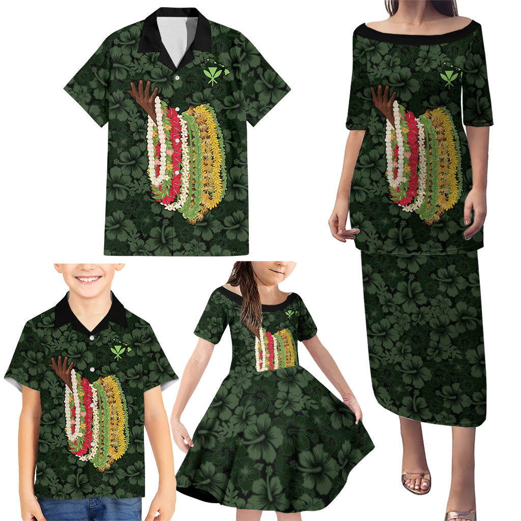 Hawaii Lei Kamehameha Family Matching Puletasi and Hawaiian Shirt Oma'oma'o Seamless Pattern Hibiscus Flower LT9 - Polynesian Pride