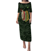 Hawaii Lei Kamehameha Family Matching Puletasi and Hawaiian Shirt Oma'oma'o Seamless Pattern Hibiscus Flower LT9 Mom's Dress Green - Polynesian Pride