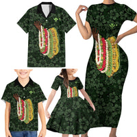 Hawaii Lei Kamehameha Family Matching Short Sleeve Bodycon Dress and Hawaiian Shirt Oma'oma'o Seamless Pattern Hibiscus Flower LT9 - Polynesian Pride