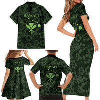 Hawaii Lei Kamehameha Family Matching Short Sleeve Bodycon Dress and Hawaiian Shirt Oma'oma'o Seamless Pattern Hibiscus Flower LT9 - Polynesian Pride