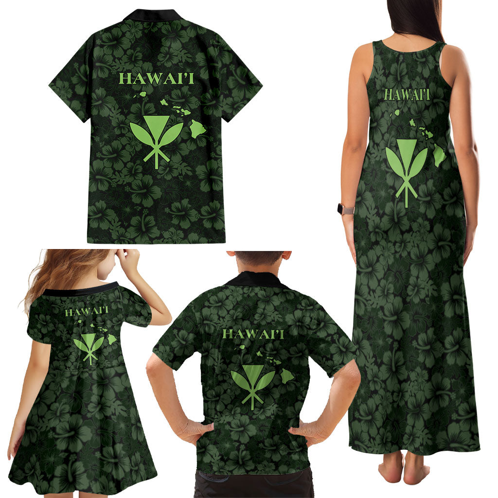 Hawaii Lei Kamehameha Family Matching Tank Maxi Dress and Hawaiian Shirt Oma'oma'o Seamless Pattern Hibiscus Flower LT9 - Polynesian Pride