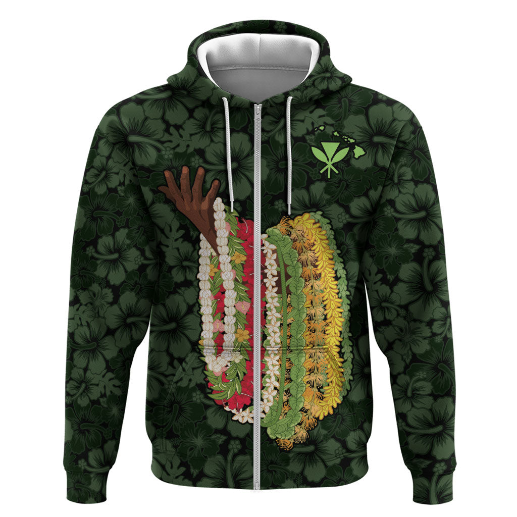 Hawaii Lei Kamehameha Hoodie Oma'oma'o Seamless Pattern Hibiscus Flower