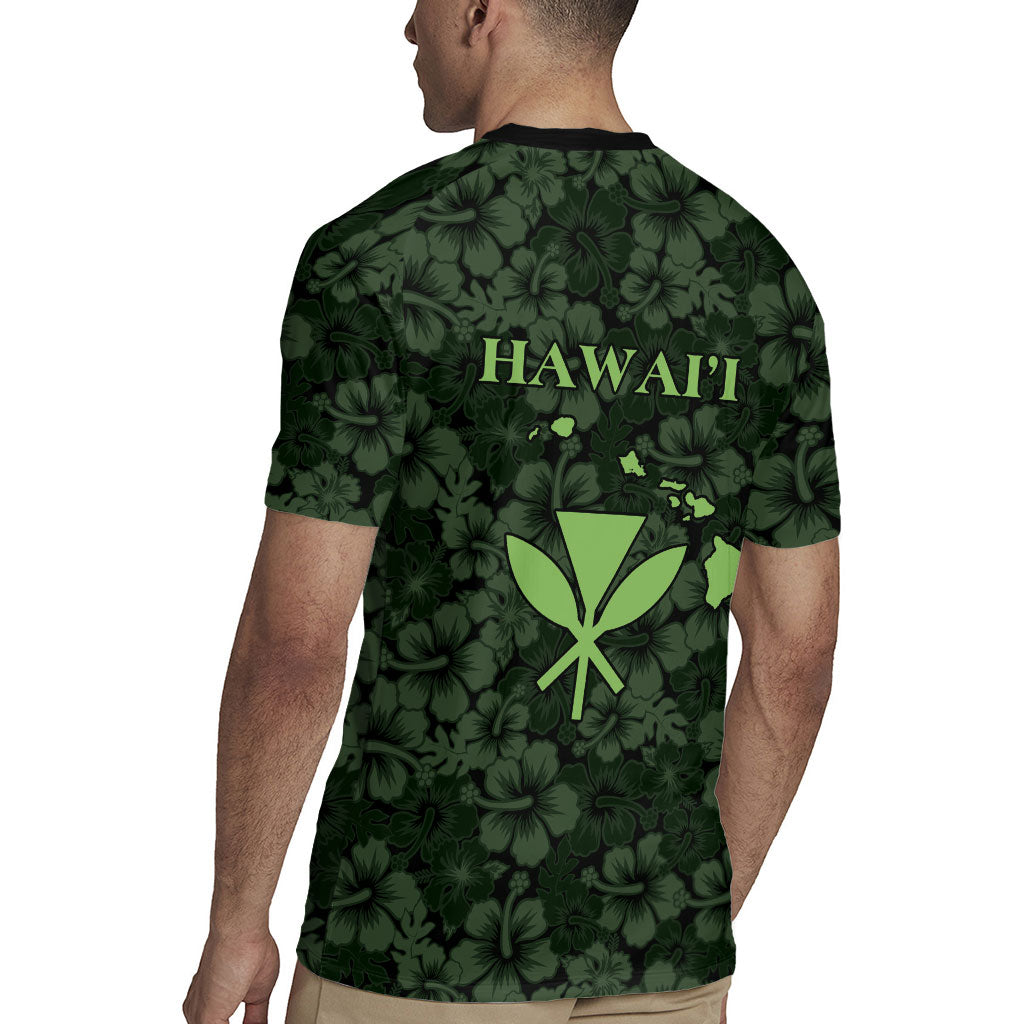 Hawaii Lei Kamehameha Rugby Jersey Oma'oma'o Seamless Pattern Hibiscus Flower