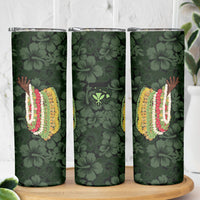 Hawaii Lei Kamehameha Skinny Tumbler Oma'oma'o Seamless Pattern Hibiscus Flower