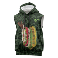 Hawaii Lei Kamehameha Sleeveless Hoodie Oma'oma'o Seamless Pattern Hibiscus Flower