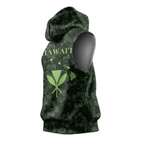 Hawaii Lei Kamehameha Sleeveless Hoodie Oma'oma'o Seamless Pattern Hibiscus Flower