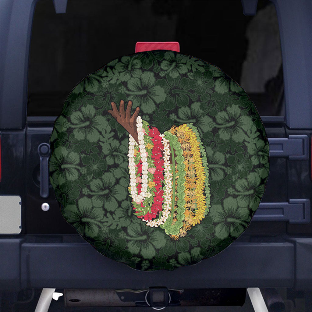Hawaii Lei Kamehameha Spare Tire Cover Oma'oma'o Seamless Pattern Hibiscus Flower