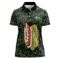 Hawaii Lei Kamehameha Women Polo Shirt Oma'oma'o Seamless Pattern Hibiscus Flower