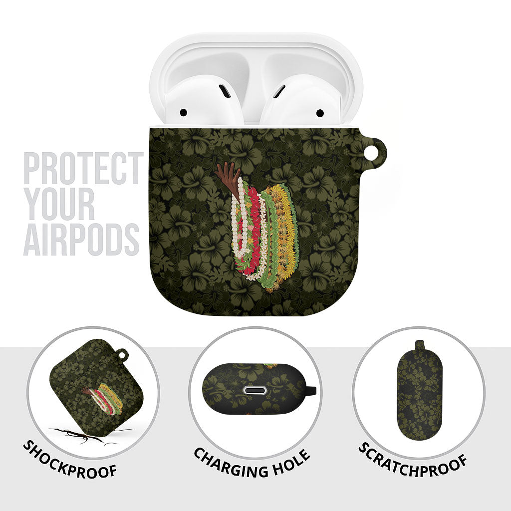 Hawaii Lei Kamehameha AirPods Case Melemele Seamless Pattern Hibiscus Flower