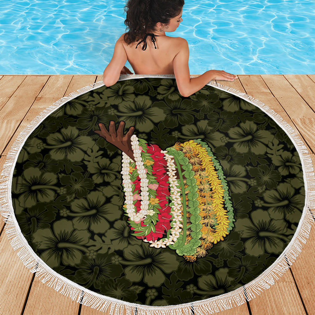Hawaii Lei Kamehameha Beach Blanket Melemele Seamless Pattern Hibiscus Flower