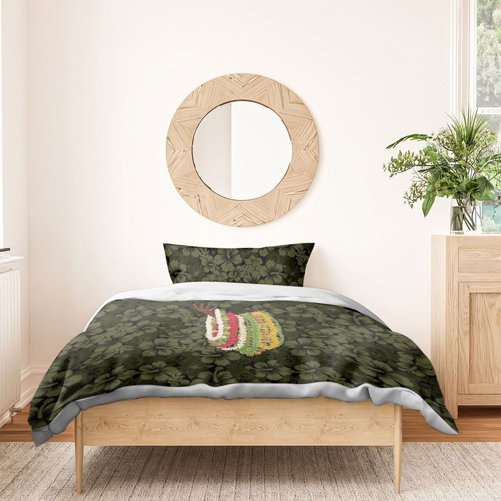 Hawaii Lei Kamehameha Bedding Set Melemele Seamless Pattern Hibiscus Flower