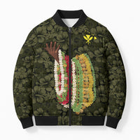 Hawaii Lei Kamehameha Bomber Puffer Jacket Melemele Seamless Pattern Hibiscus Flower LT9 Unisex Yellow - Polynesian Pride