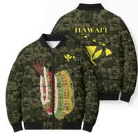 Hawaii Lei Kamehameha Bomber Puffer Jacket Melemele Seamless Pattern Hibiscus Flower LT9 - Polynesian Pride