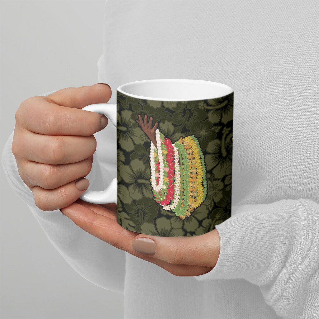 Hawaii Lei Kamehameha Ceramic Mug Melemele Seamless Pattern Hibiscus Flower