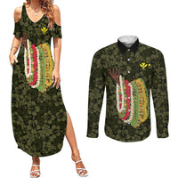 Hawaii Lei Kamehameha Couples Matching Summer Maxi Dress and Long Sleeve Button Shirt Melemele Seamless Pattern Hibiscus Flower LT9 Yellow - Polynesian Pride