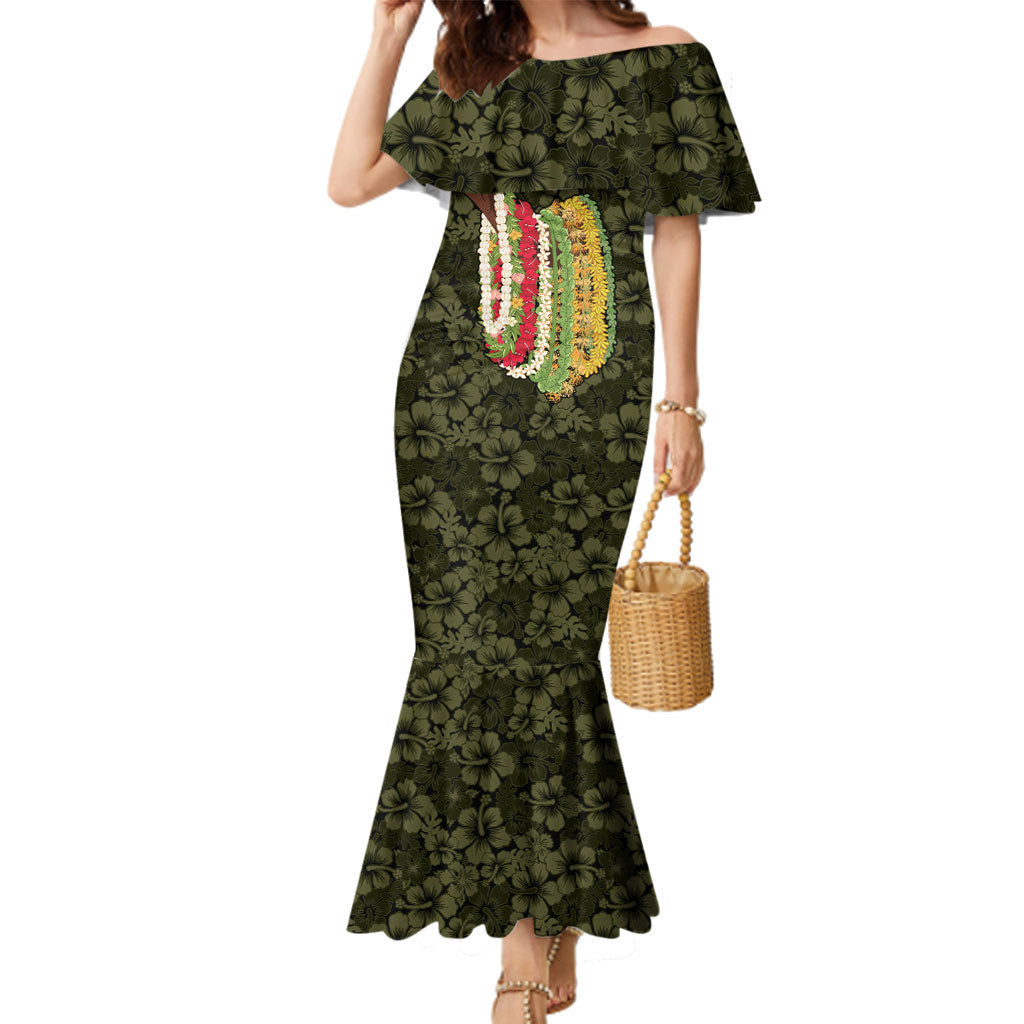 Hawaii Lei Kamehameha Family Matching Mermaid Dress and Hawaiian Shirt Melemele Seamless Pattern Hibiscus Flower LT9 Mom's Dress Yellow - Polynesian Pride