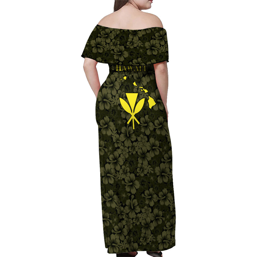 Hawaii Lei Kamehameha Family Matching Off Shoulder Maxi Dress and Hawaiian Shirt Melemele Seamless Pattern Hibiscus Flower LT9 - Polynesian Pride