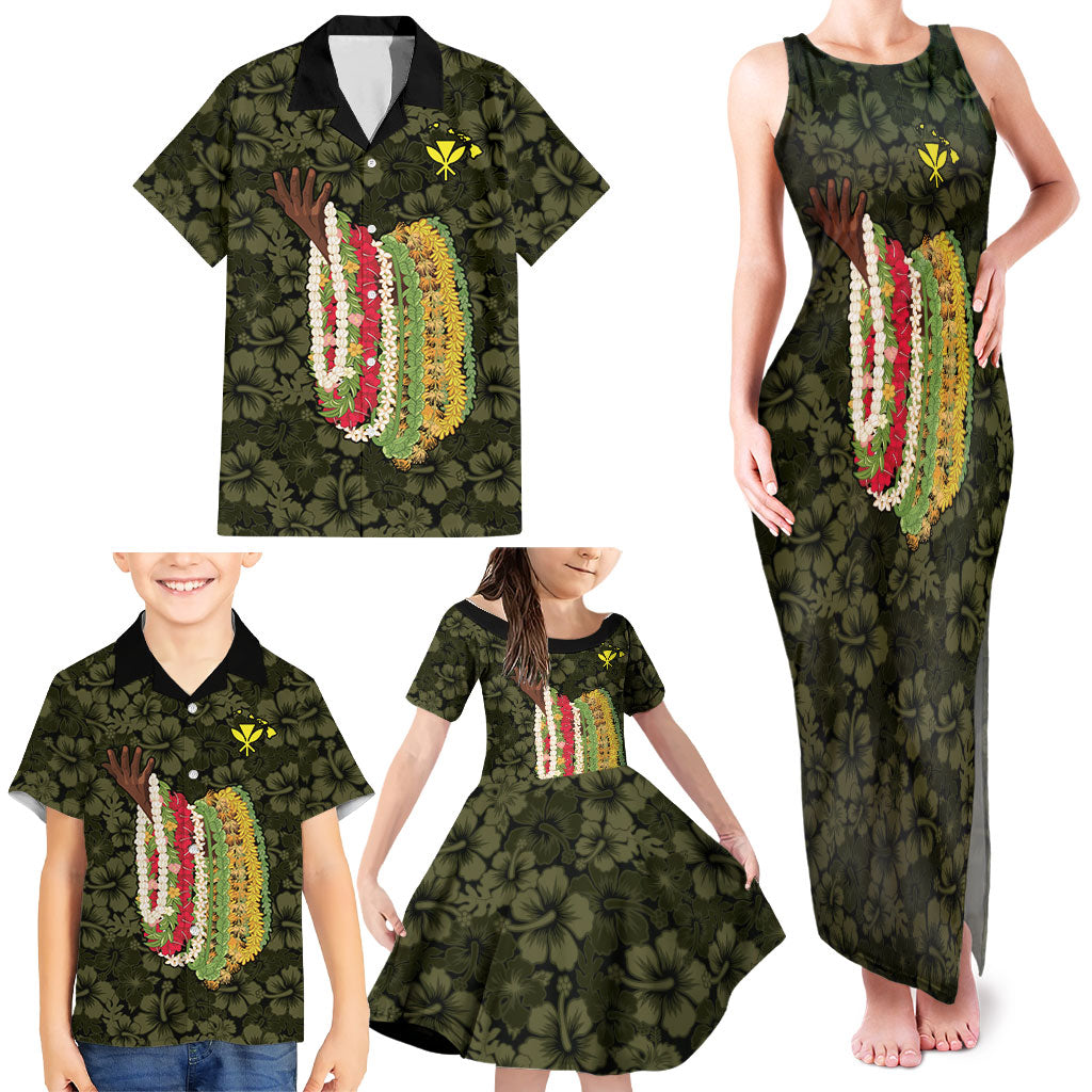 Hawaii Lei Kamehameha Family Matching Tank Maxi Dress and Hawaiian Shirt Melemele Seamless Pattern Hibiscus Flower LT9 - Polynesian Pride