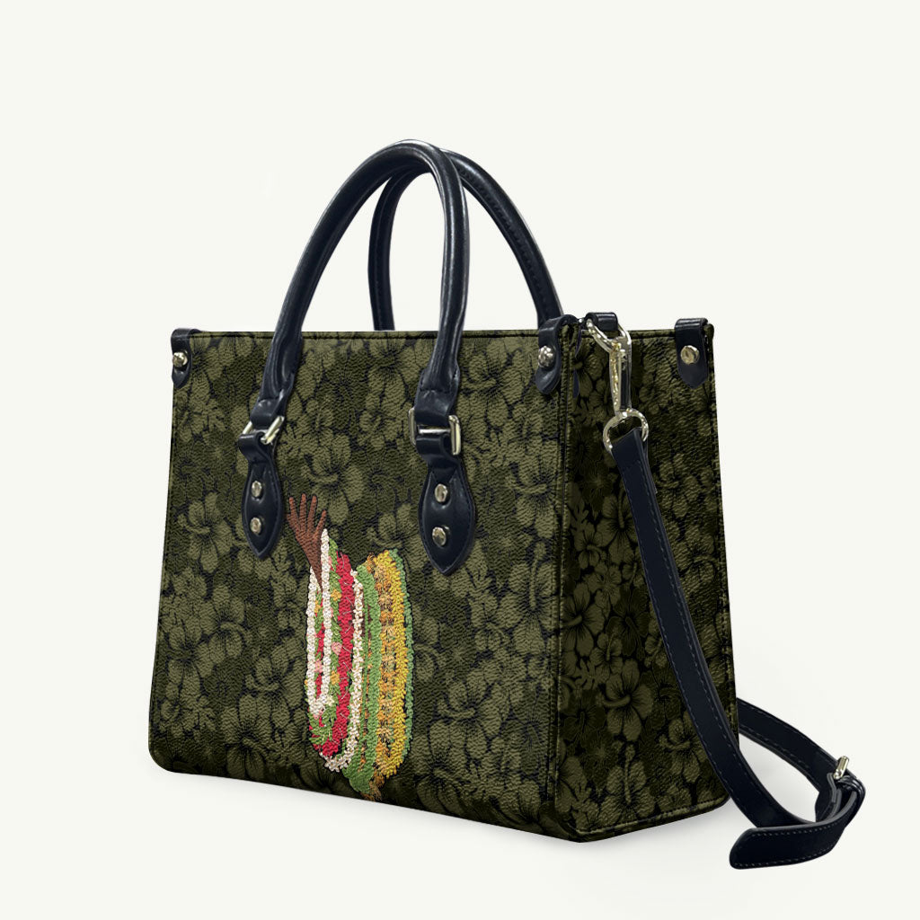 Hawaii Lei Kamehameha Leather Bag Melemele Seamless Pattern Hibiscus Flower