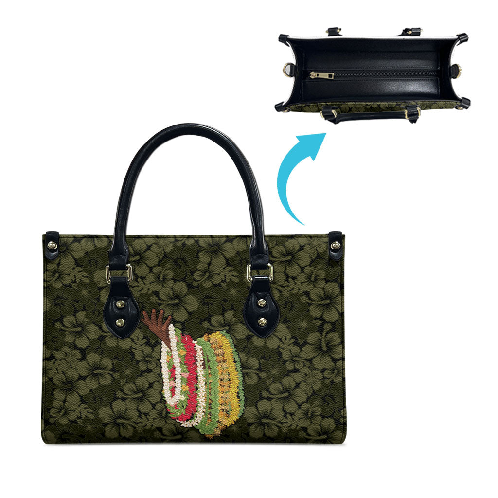 Hawaii Lei Kamehameha Leather Bag Melemele Seamless Pattern Hibiscus Flower