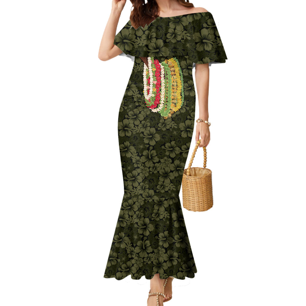 Hawaii Lei Kamehameha Mermaid Dress Melemele Seamless Pattern Hibiscus Flower