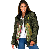 Hawaii Lei Kamehameha Padded Jacket Melemele Seamless Pattern Hibiscus Flower