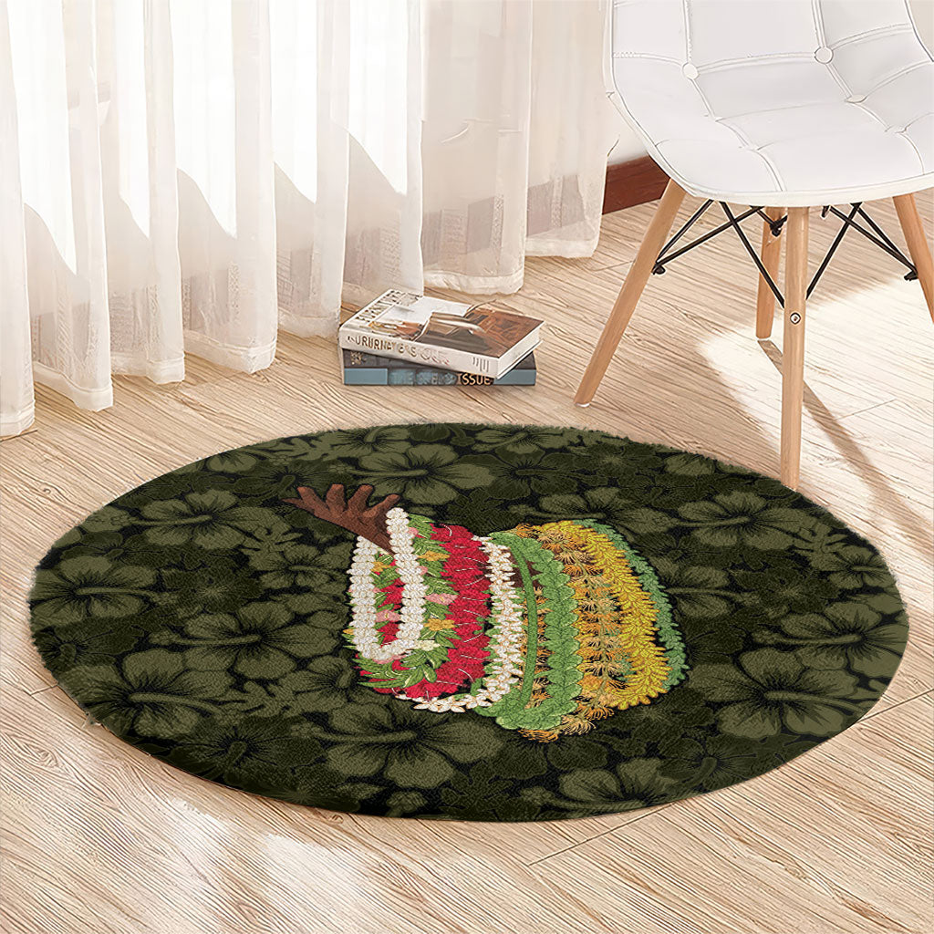 Hawaii Lei Kamehameha Round Carpet Melemele Seamless Pattern Hibiscus Flower