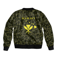 Hawaii Lei Kamehameha Sleeve Zip Bomber Jacket Melemele Seamless Pattern Hibiscus Flower