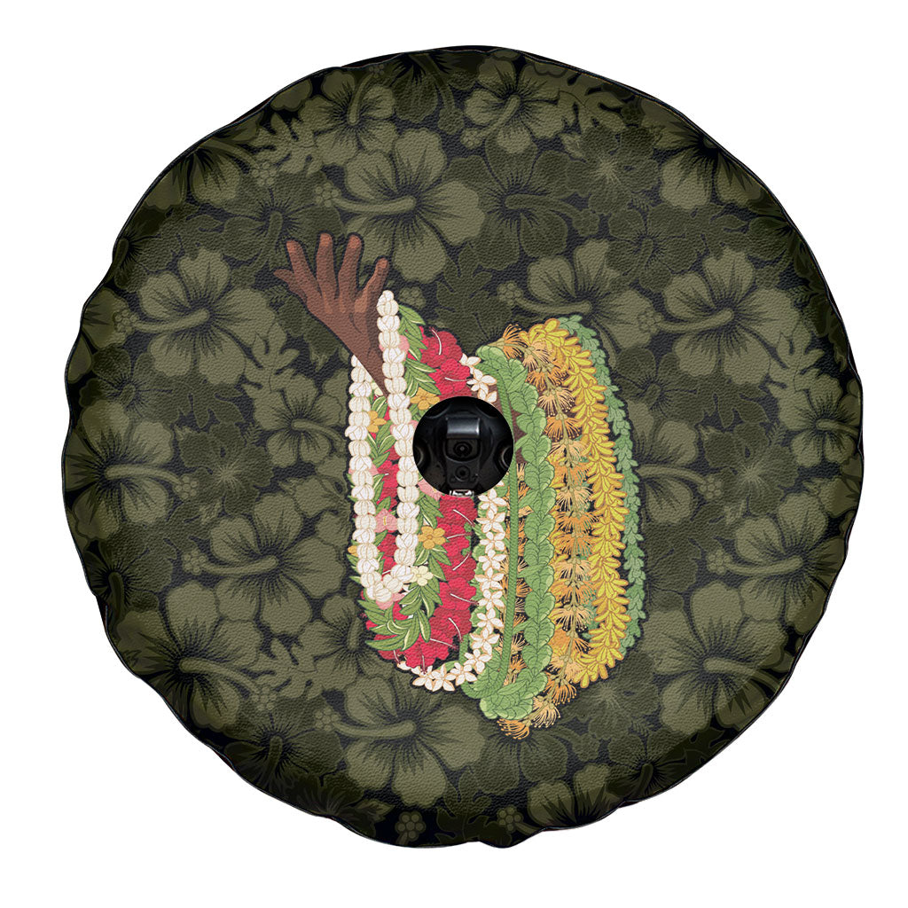 Hawaii Lei Kamehameha Spare Tire Cover Melemele Seamless Pattern Hibiscus Flower