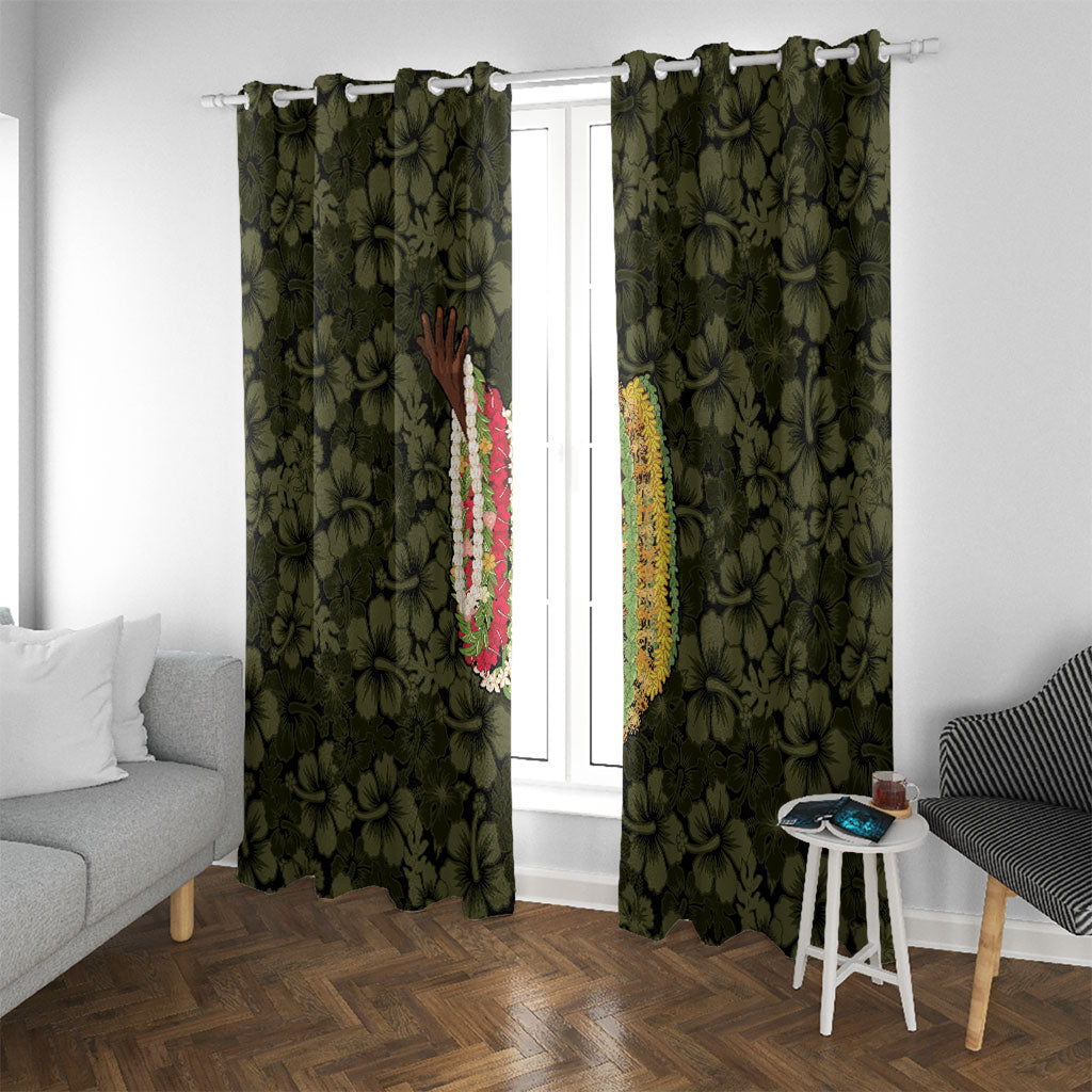 Hawaii Lei Kamehameha Window Curtain Melemele Seamless Pattern Hibiscus Flower