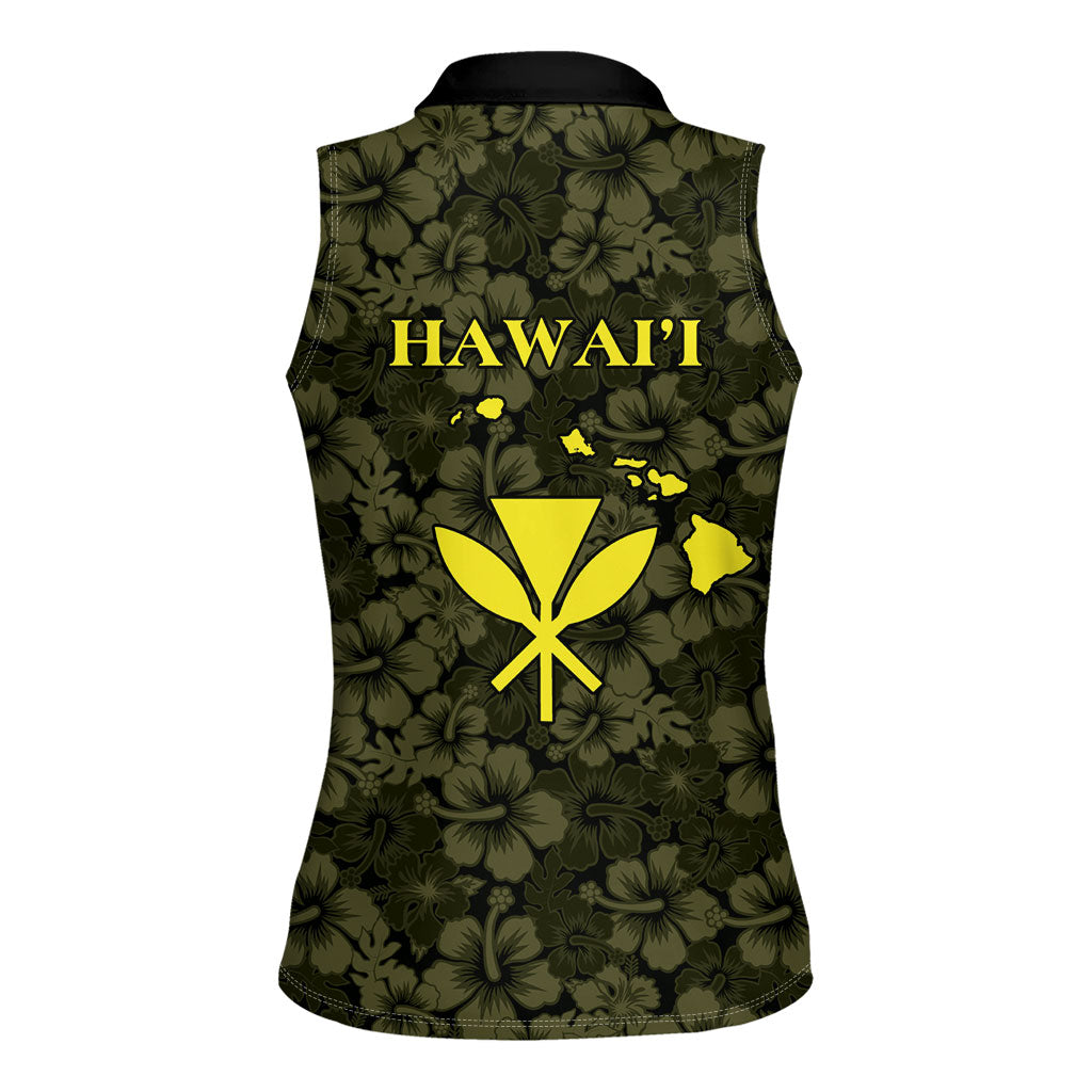 Hawaii Lei Kamehameha Women Sleeveless Polo Shirt Melemele Seamless Pattern Hibiscus Flower LT9 - Polynesian Pride