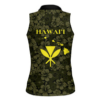 Hawaii Lei Kamehameha Women Sleeveless Polo Shirt Melemele Seamless Pattern Hibiscus Flower LT9 - Polynesian Pride