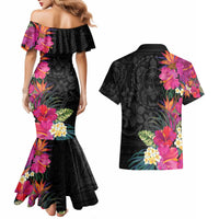 Hafa Adai Guam Couples Matching Mermaid Dress and Hawaiian Shirt Tropical Flowers Colorful Vibes LT9 - Polynesian Pride