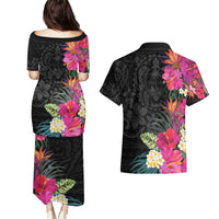Hafa Adai Guam Couples Matching Puletasi and Hawaiian Shirt Tropical Flowers Colorful Vibes LT9 - Polynesian Pride