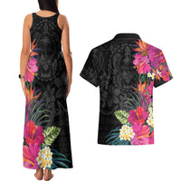 Hafa Adai Guam Couples Matching Tank Maxi Dress and Hawaiian Shirt Tropical Flowers Colorful Vibes LT9 - Polynesian Pride