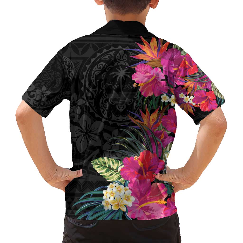 Hafa Adai Guam Family Matching Long Sleeve Bodycon Dress and Hawaiian Shirt Tropical Flowers Colorful Vibes LT9 - Polynesian Pride