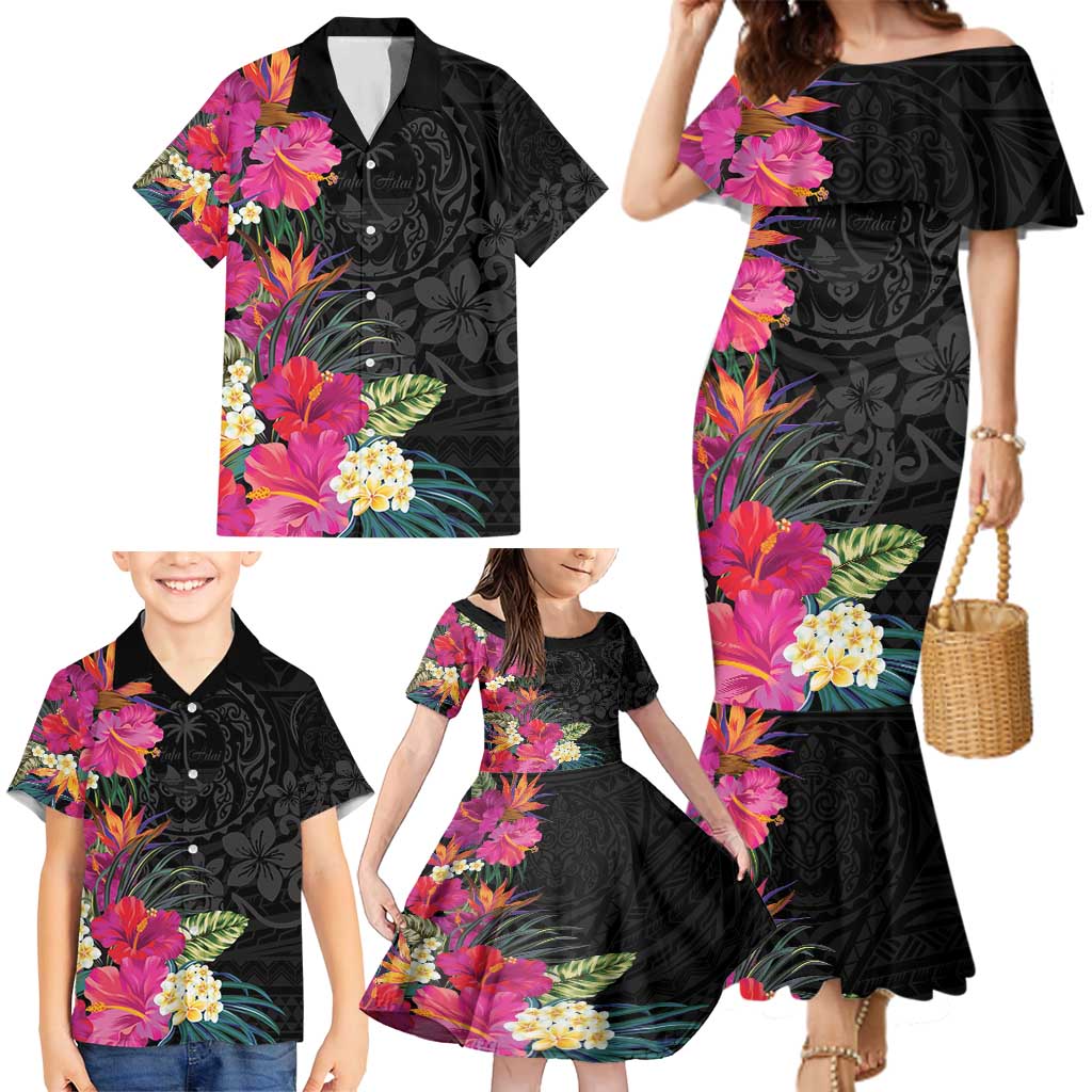 Hafa Adai Guam Family Matching Mermaid Dress and Hawaiian Shirt Tropical Flowers Colorful Vibes LT9 - Polynesian Pride