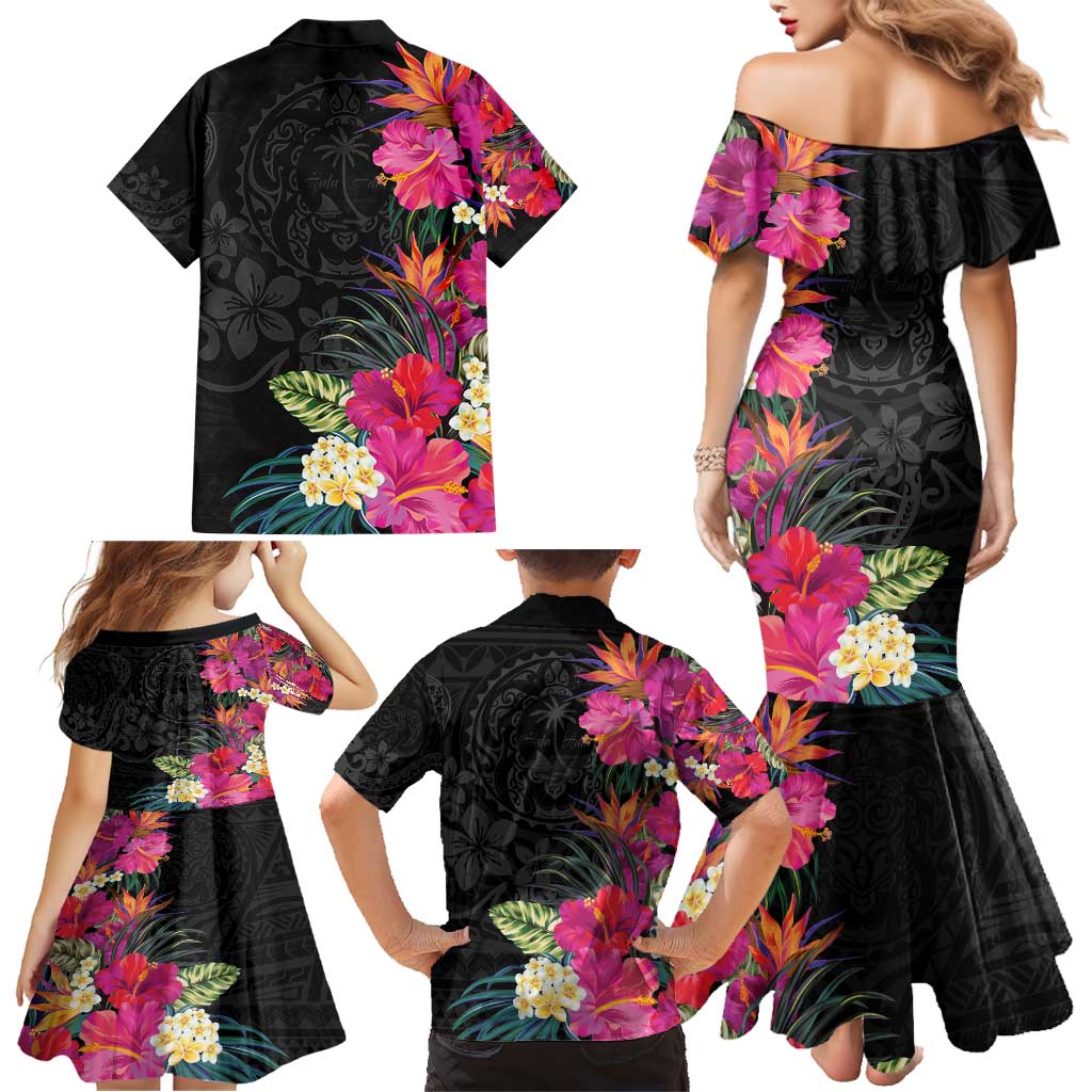 Hafa Adai Guam Family Matching Mermaid Dress and Hawaiian Shirt Tropical Flowers Colorful Vibes LT9 - Polynesian Pride