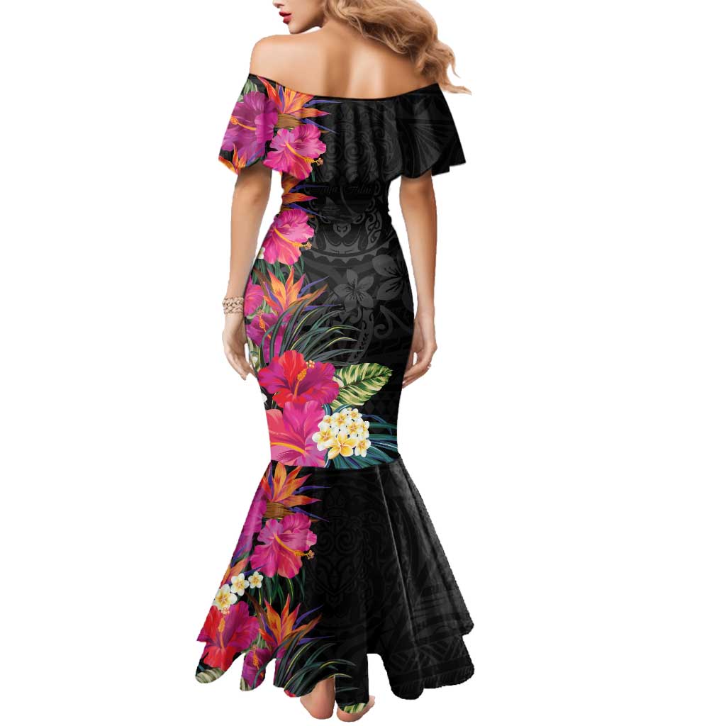 Hafa Adai Guam Family Matching Mermaid Dress and Hawaiian Shirt Tropical Flowers Colorful Vibes LT9 - Polynesian Pride