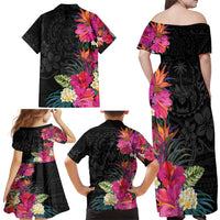 Hafa Adai Guam Family Matching Off Shoulder Maxi Dress and Hawaiian Shirt Tropical Flowers Colorful Vibes LT9 - Polynesian Pride