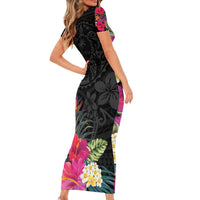 Hafa Adai Guam Family Matching Short Sleeve Bodycon Dress and Hawaiian Shirt Tropical Flowers Colorful Vibes LT9 - Polynesian Pride